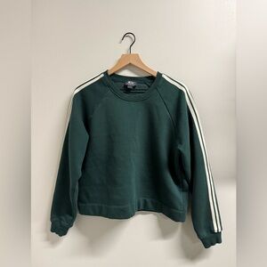 Anthropologie Green Crewneck Sweater with Retro Sport Stripes